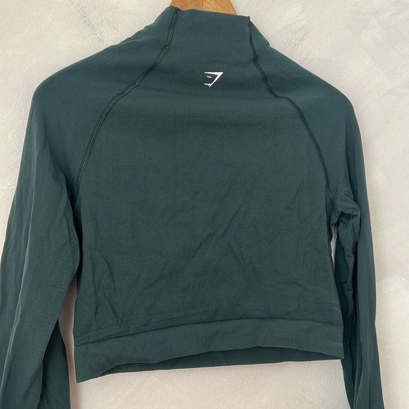 GYMSHARK VITAL SEAMLESS 2.0 HIGH NECK CROP TOP GREEN - Picture 9 of 9